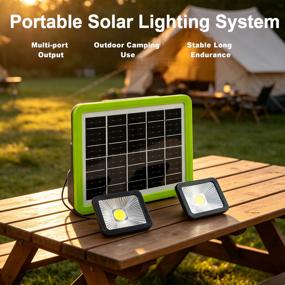 6W Portable Solar Lighting System 4800mAh Solar Generator Kit With 2 External 4W Mini Square Lights For Camping Home Emergency