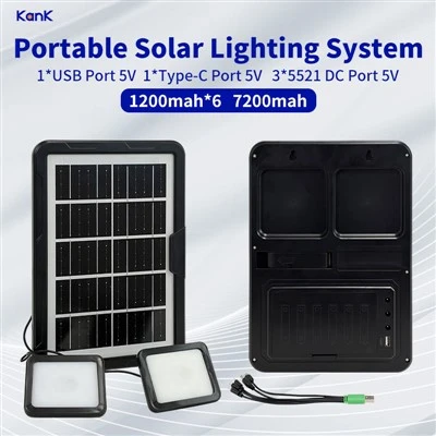Solar Powered LED Lighting Set With Rechargeable Battery For Indoor And Outdoor Use